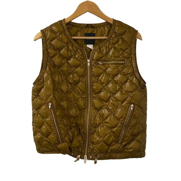 J. Crew Womens Luminosa Down Vest Puffer Diamond Quilted Bronze Brass M